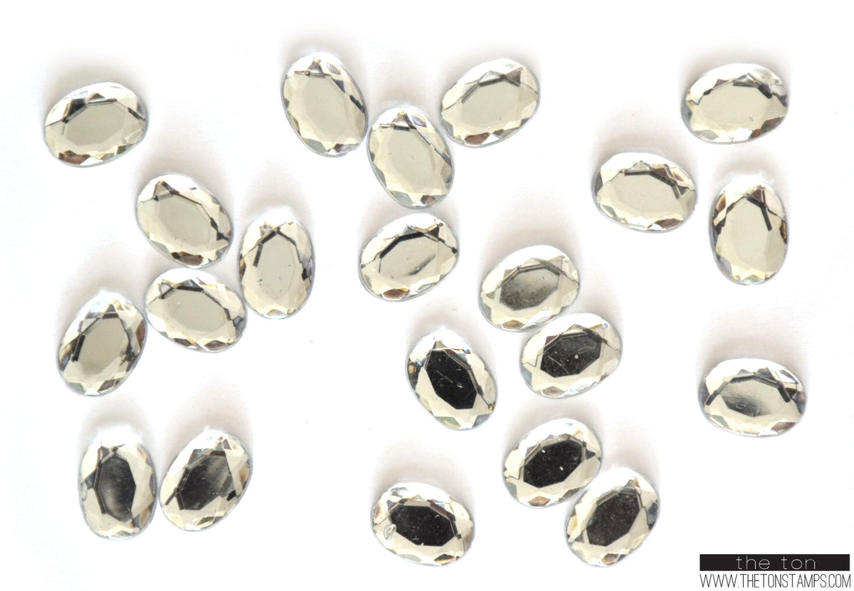 Round Adhesive Diamond Gem Stickers, Silver, 8mm 