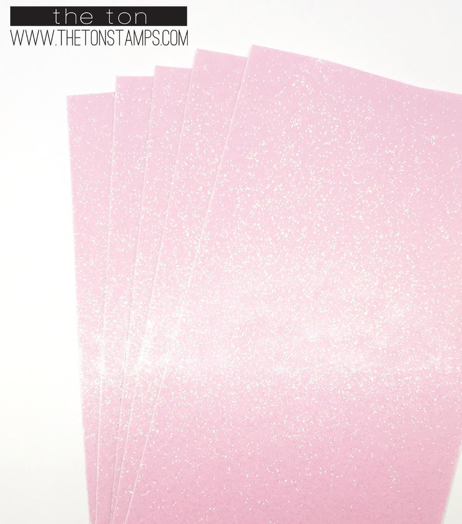 Adhesive Glitter Paper - Glossy Fine Pink Transparent (3.9in x 9in)