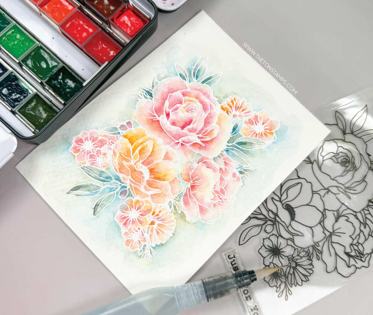 Video: Watercolored Outline Floral Cards