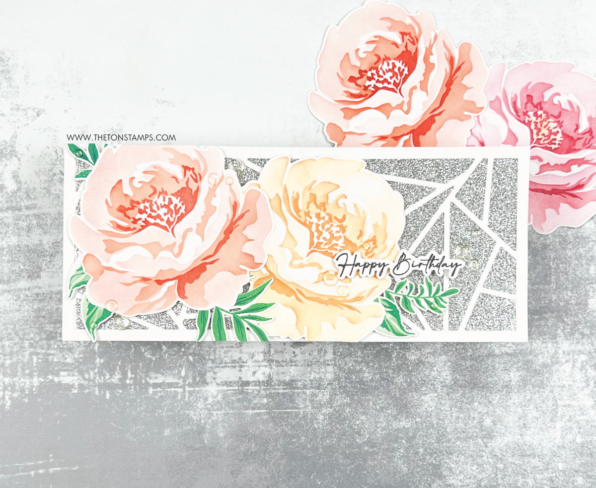 Watercolor Peony Layering Stencils