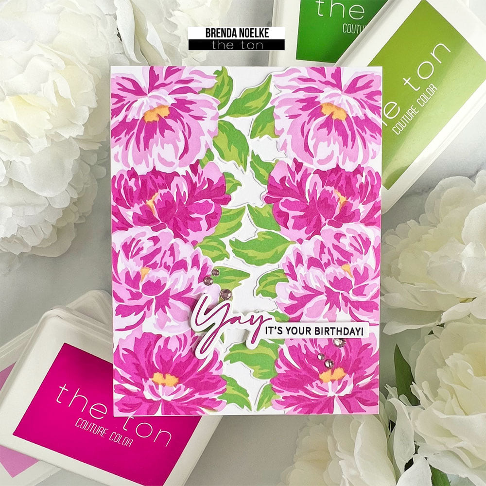 Blended Peonies Large Stencils
