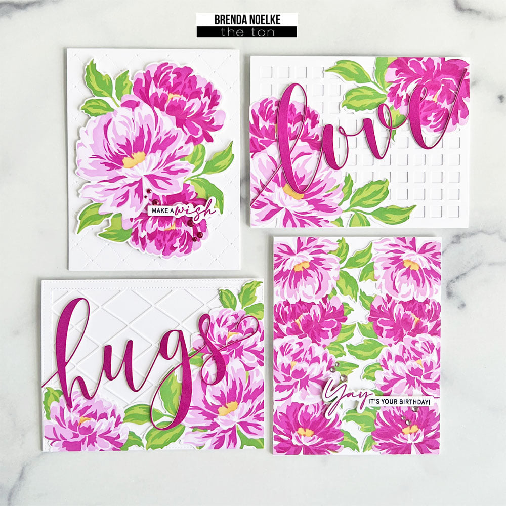 Blended Peonies Large Stencils