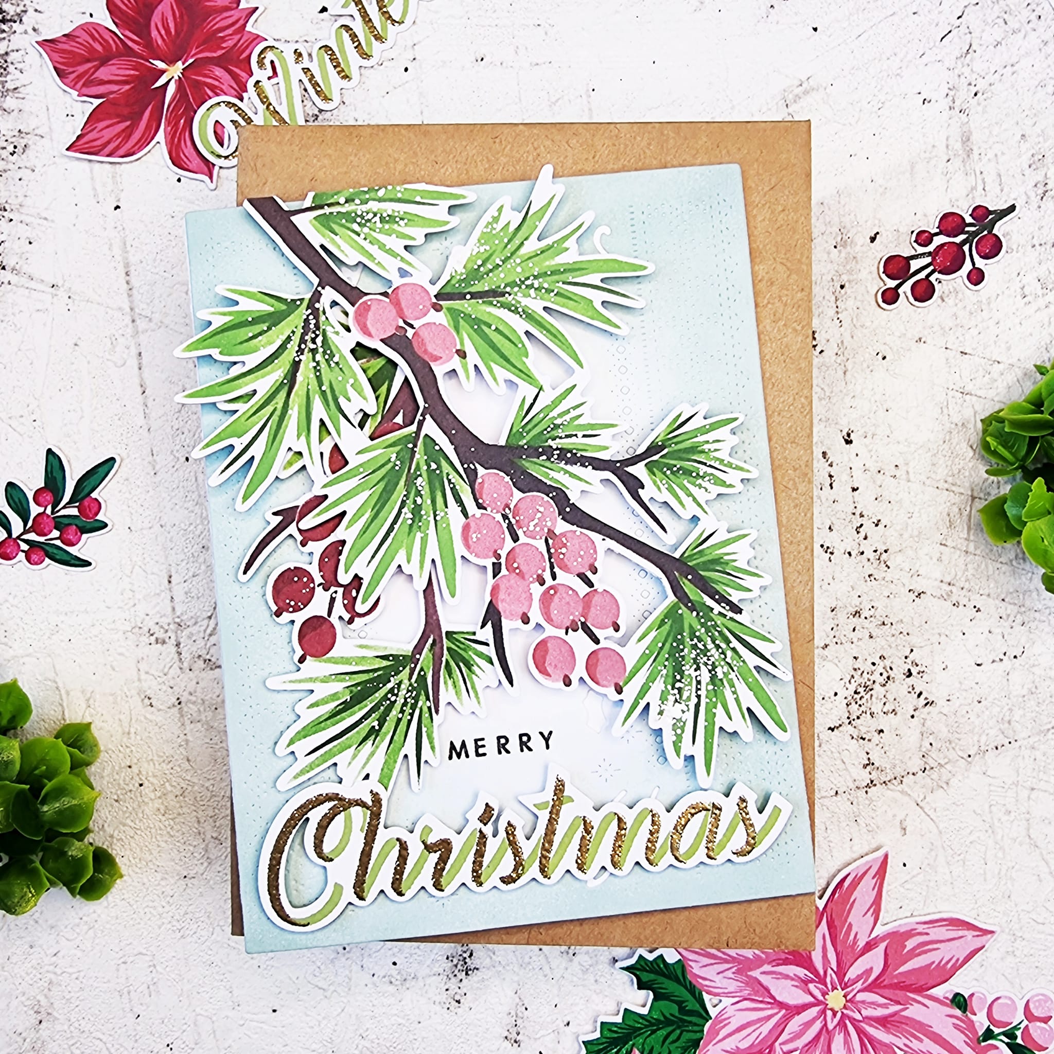 Pine Branch Berry Layering Stencils