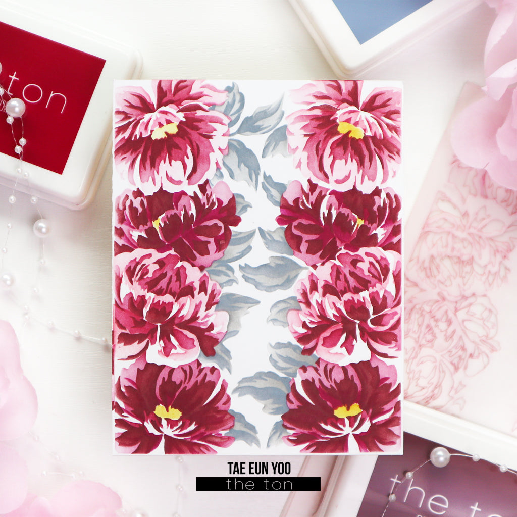 Blended Peonies Large Stencils
