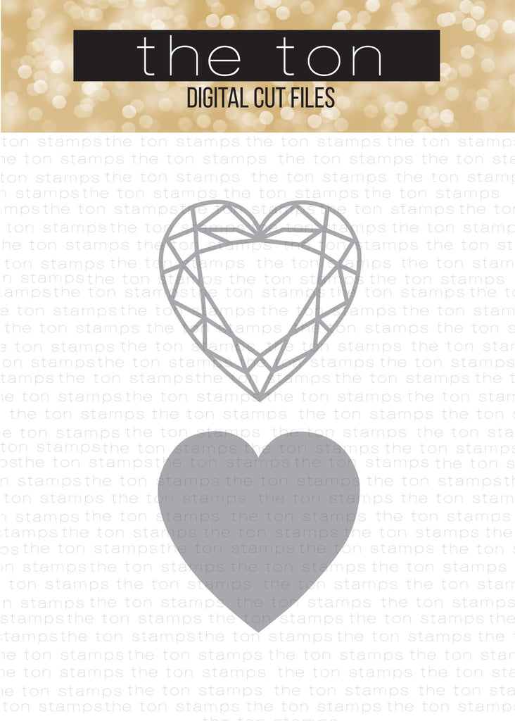 Diamonds (Heart) - Solid + Outline SVG Cut File Set