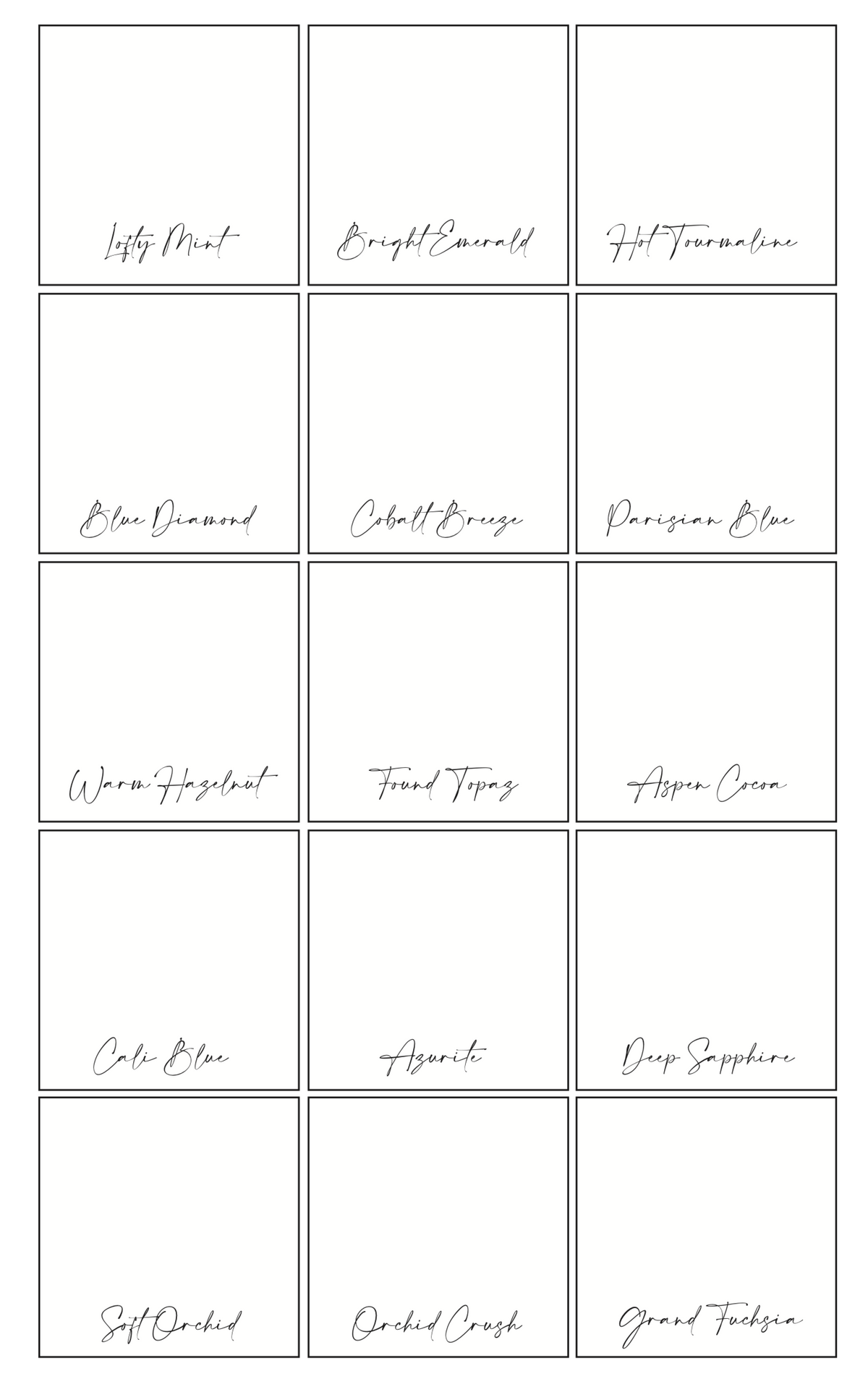 Couture Color Swatch Chart BUNDLE