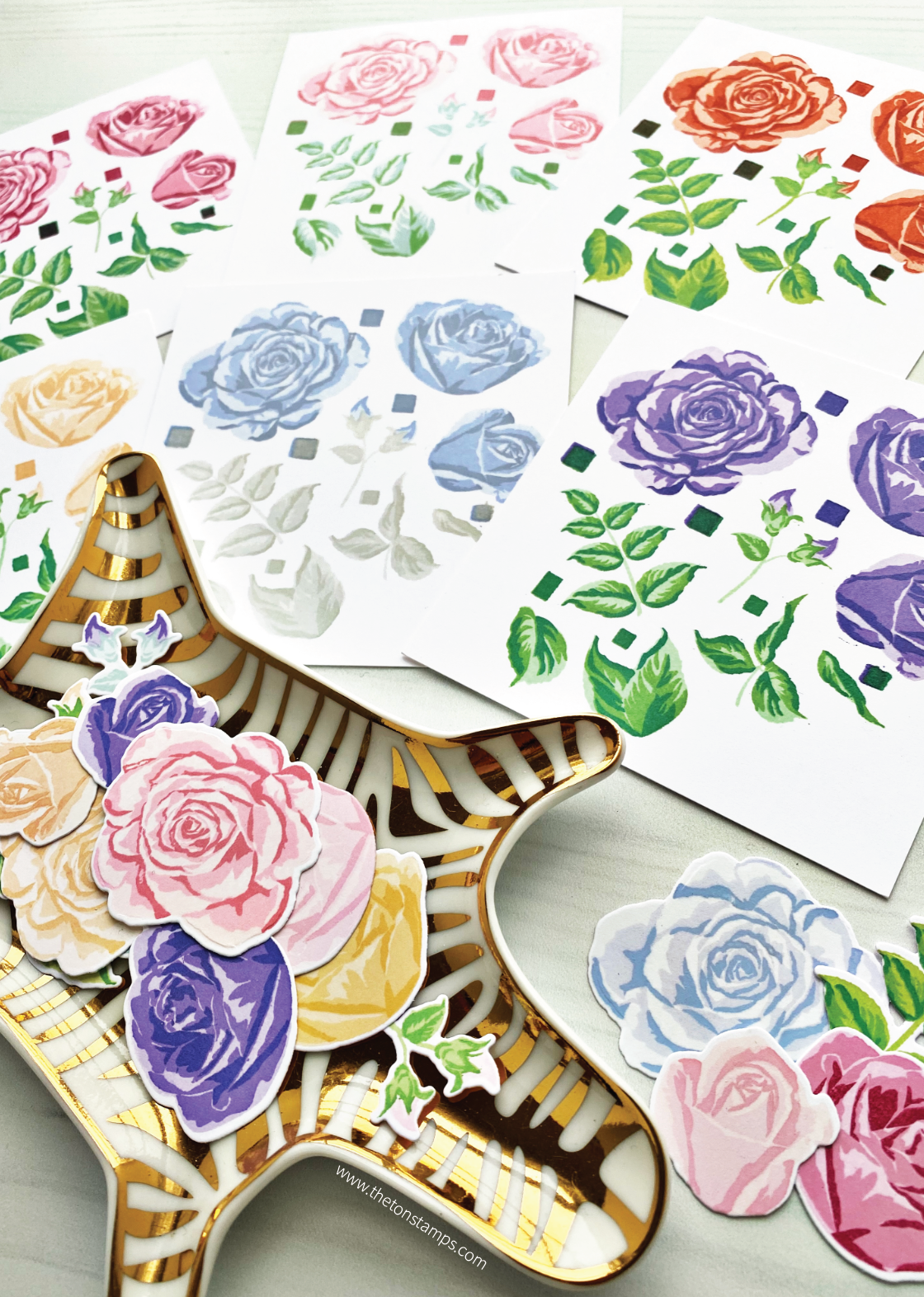 Grouped Fresh Garden Roses