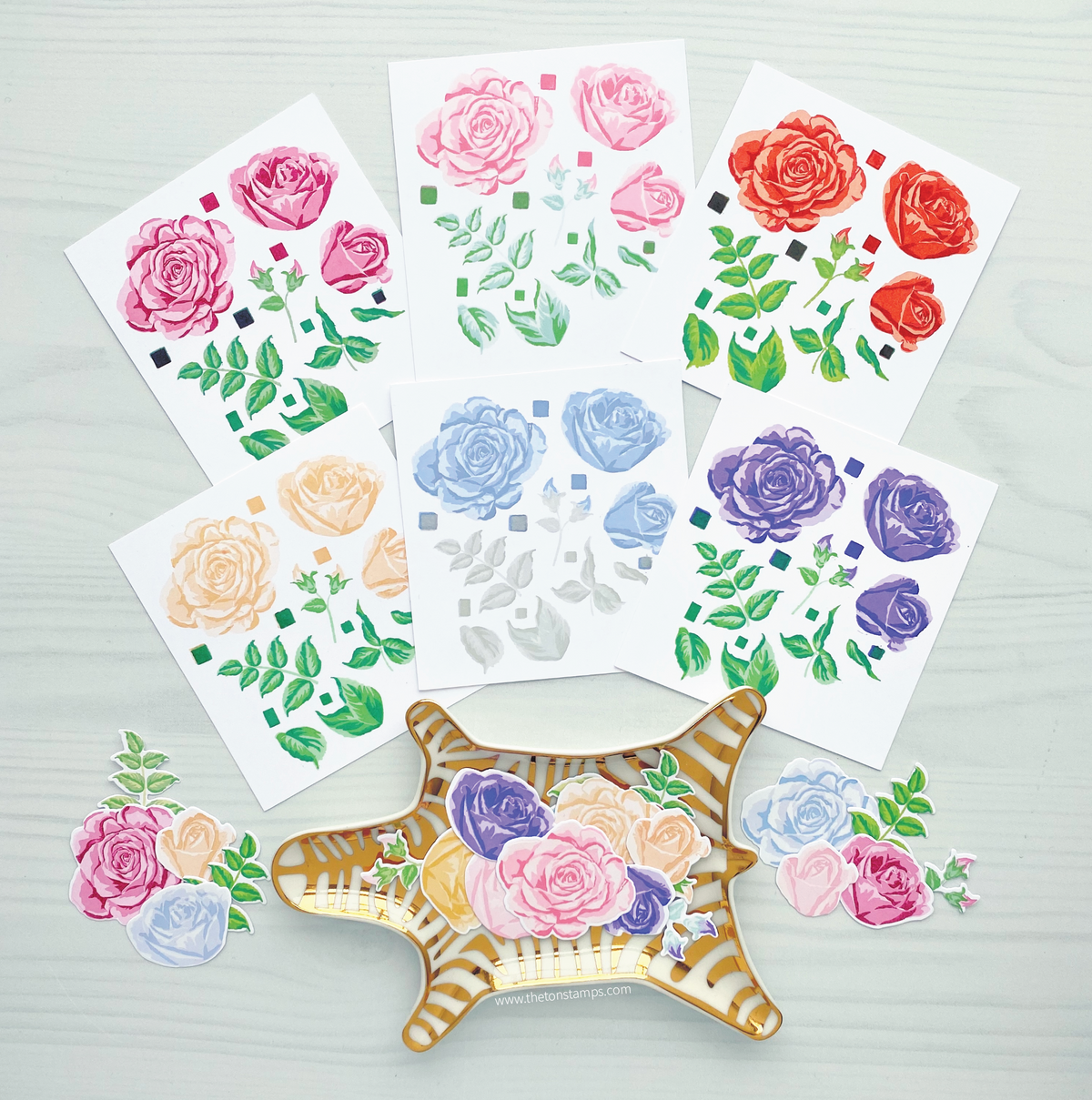 Grouped Fresh Garden Roses