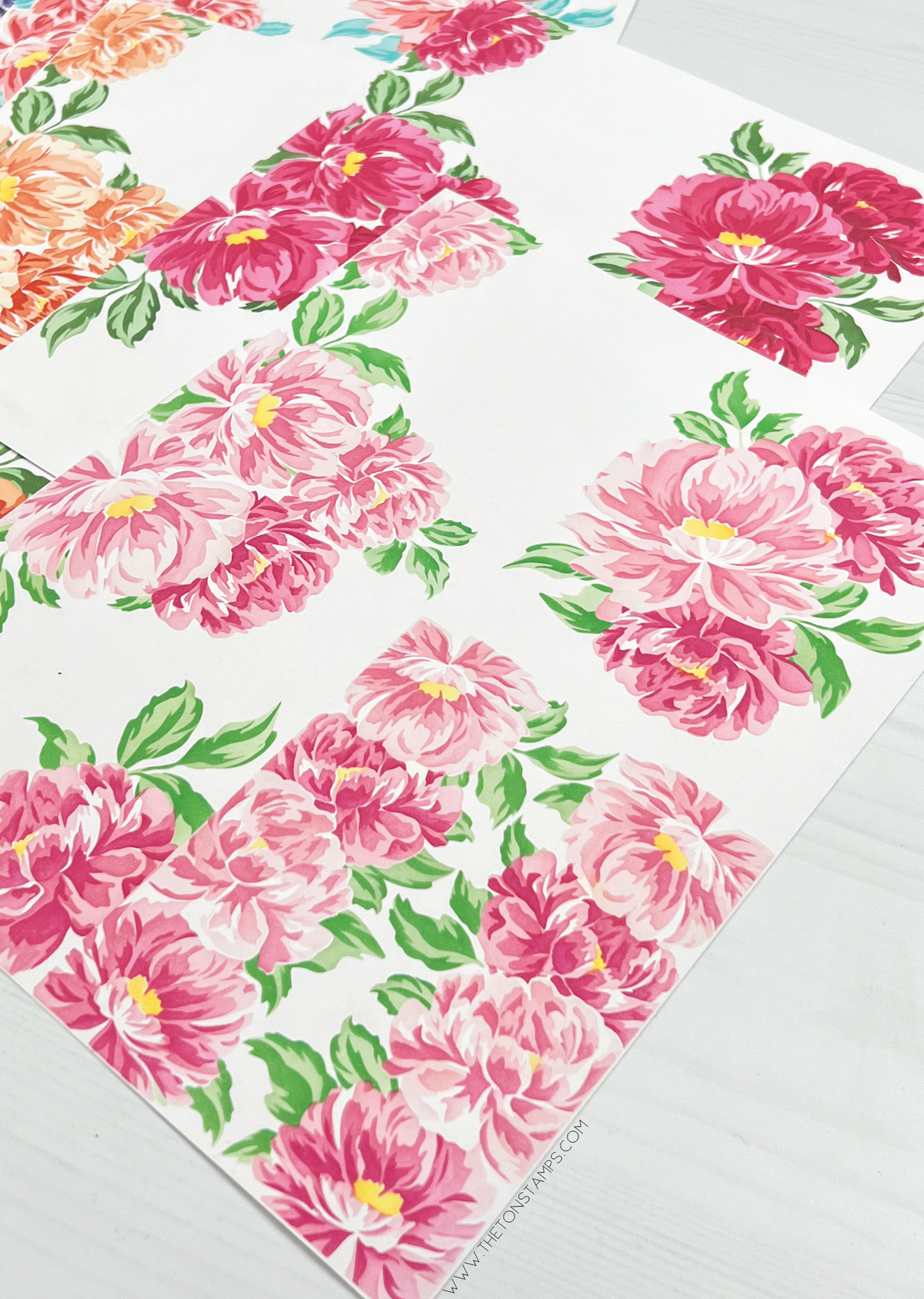 Blended Peonies Large Stencils