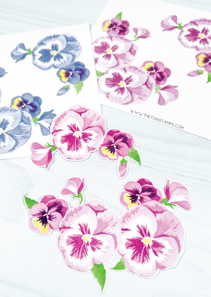 Bright Pansies Clusters Layering Stencils