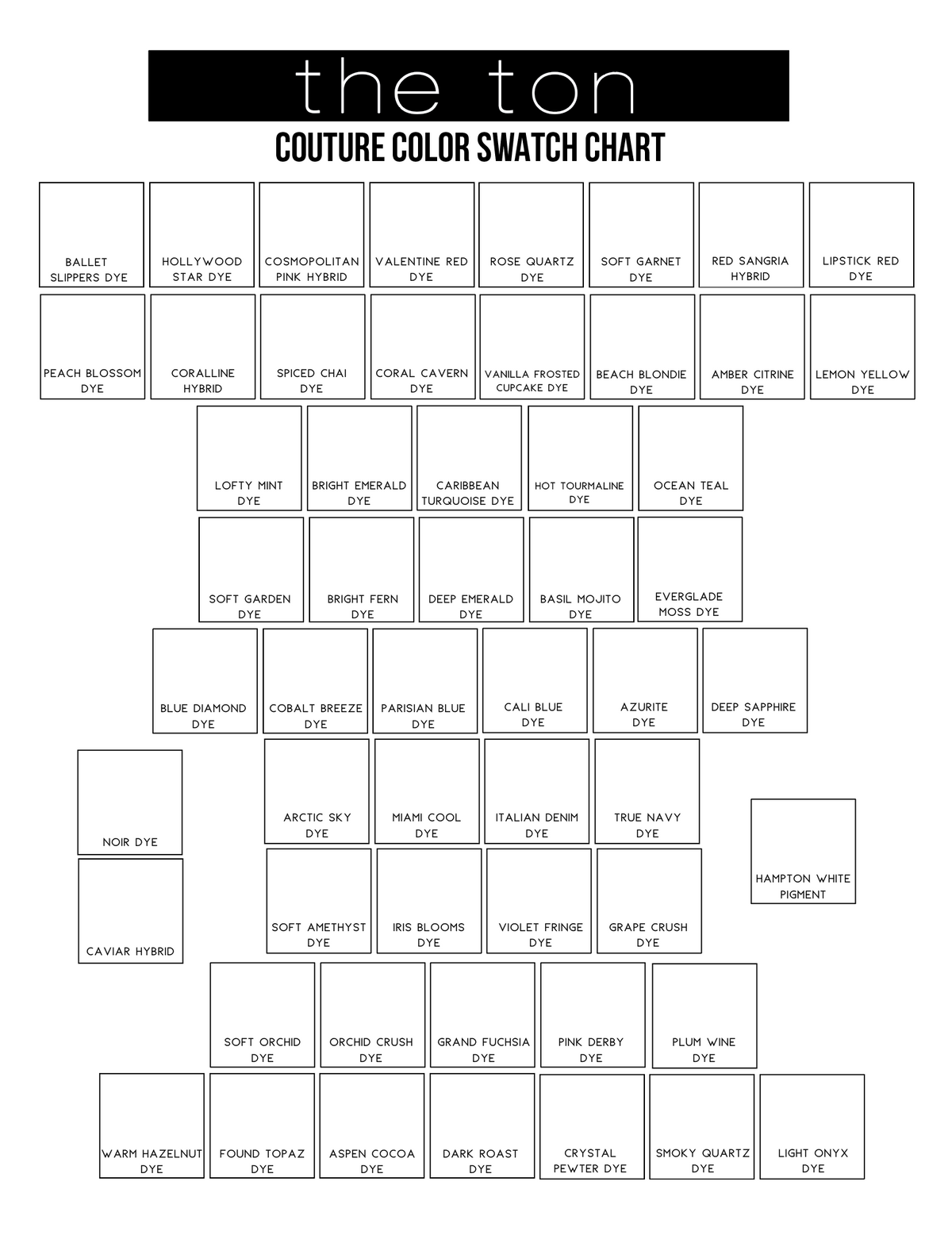 Couture Color Swatch Chart BUNDLE