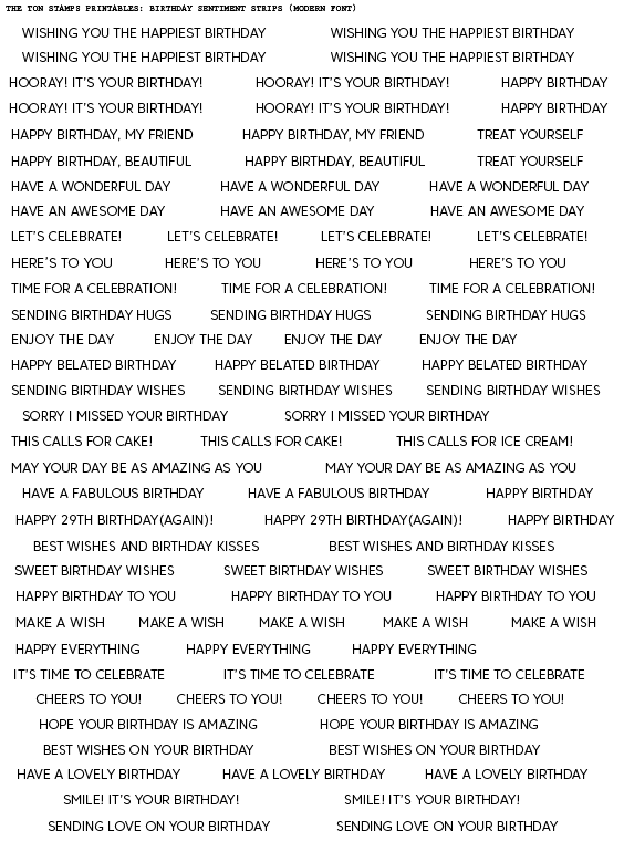 Sentiment Strips Digital Printable - Birthday Strips (Modern Font)