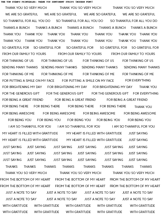 Sentiment Strips Digital Printable - Thank You Strips (Modern Font)