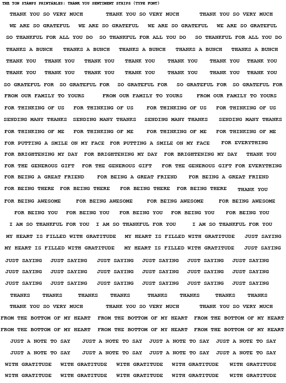 Sentiment Strips Digital Printable - Thank You Strips (Type Font)