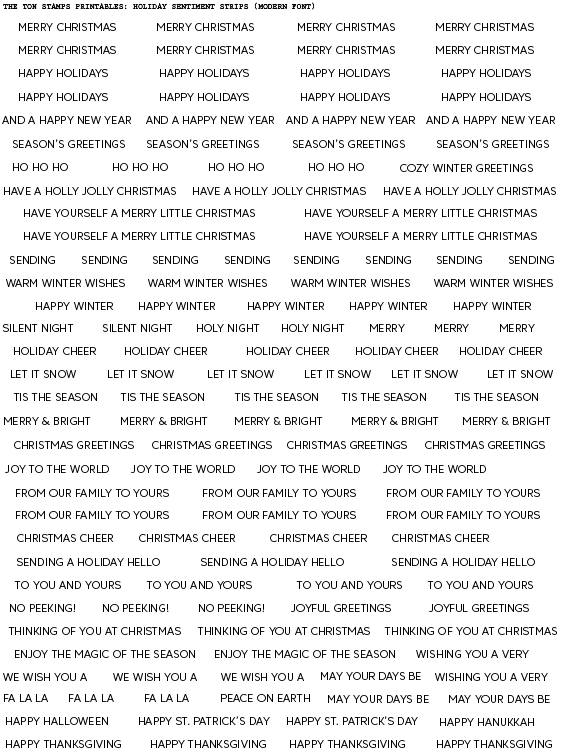 Sentiment Strips Digital Printable - Holiday Strips (Modern Font)