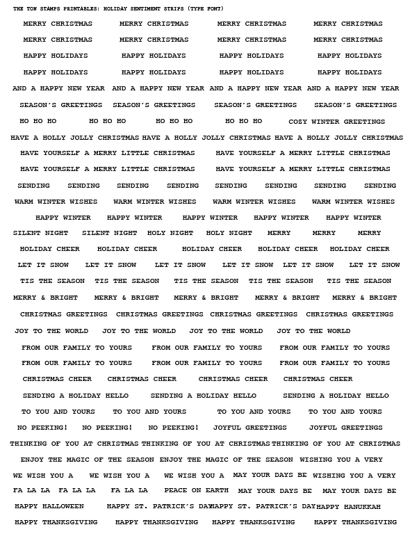 Sentiment Strips Digital Printable - Holiday Strips (Type Font)