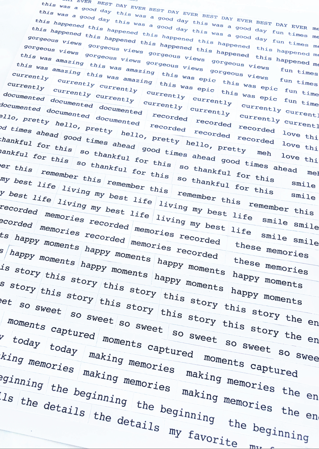 Word Stickers (Sheet) Printable - Digital File