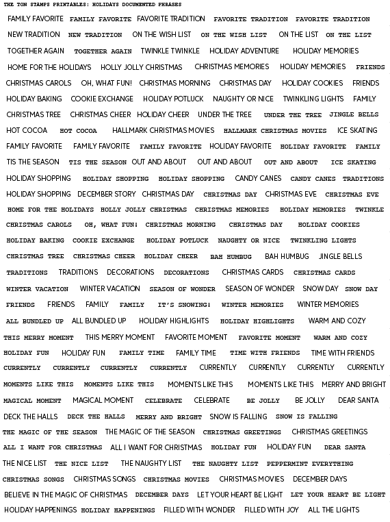 Word Stickers - Holidays Documented Phrases Printable - Digital File