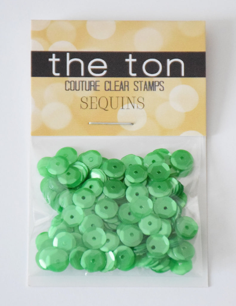 Carrie's Green Sequins - 8, 6, 5, 4mm, Mixed