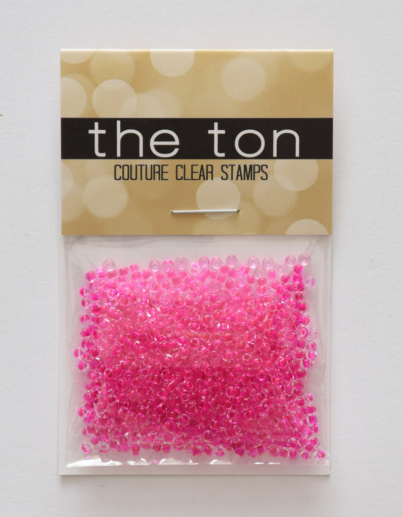 Clear Fuschia Seed Beads