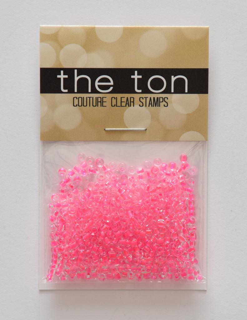 Clear Hot Pink Seed Beads