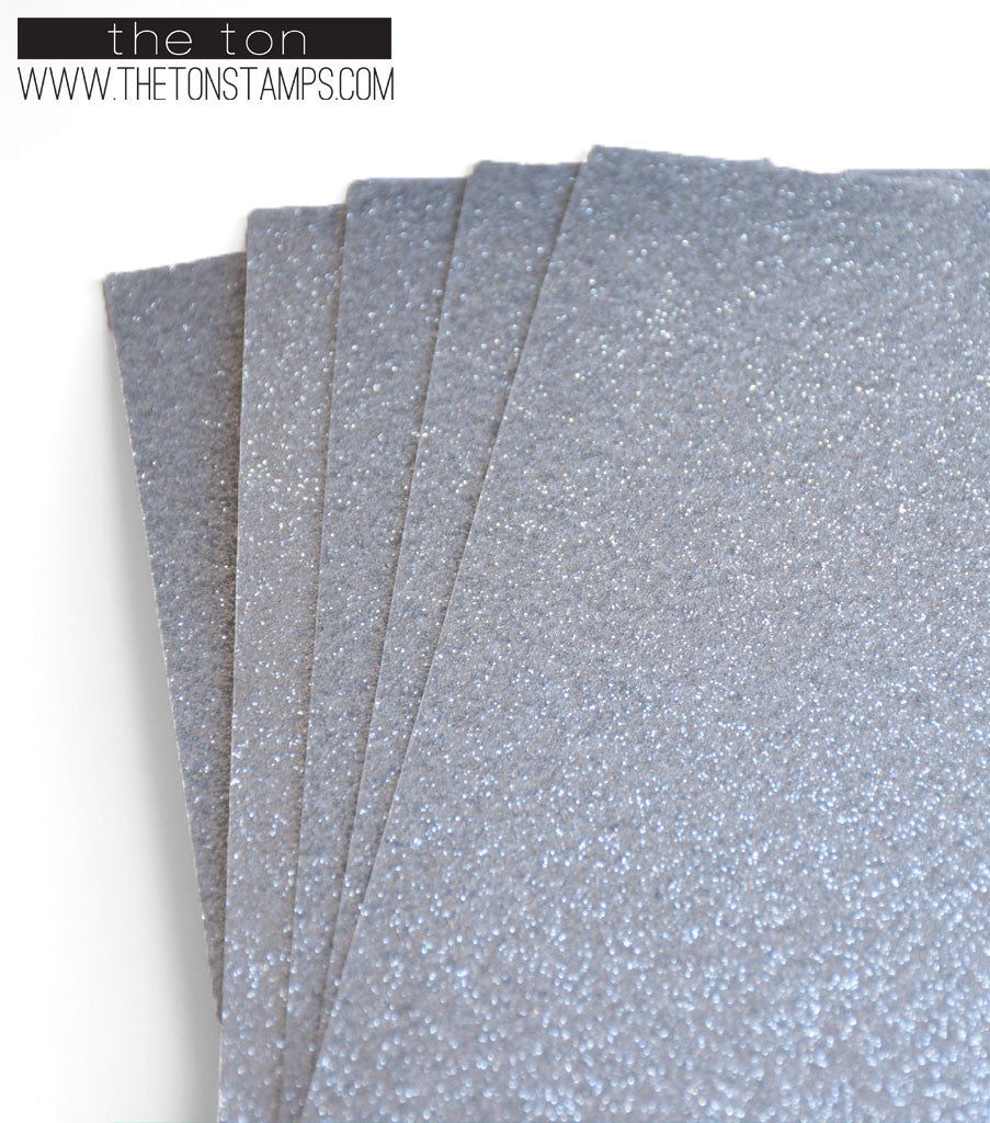 Adhesive Glitter Paper - Glossy Fine Silver (2 sizes available)