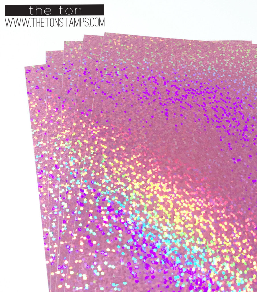 Adhesive Foil Paper - Holo Pink (3.9in x 9in)