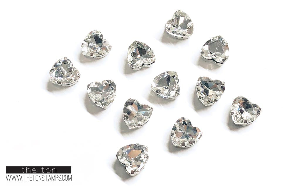 Glass Gems - Clear Heart 1cm x 1cm (Small)