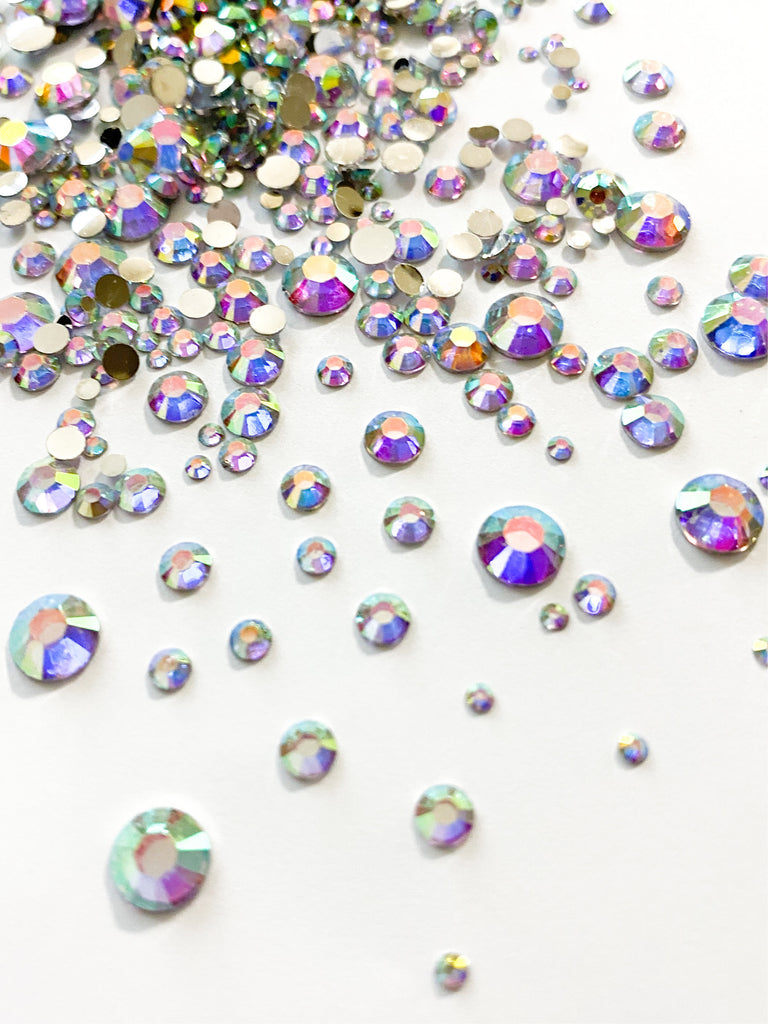 Rhinestones Mixed - Silver Rainbow Opaque