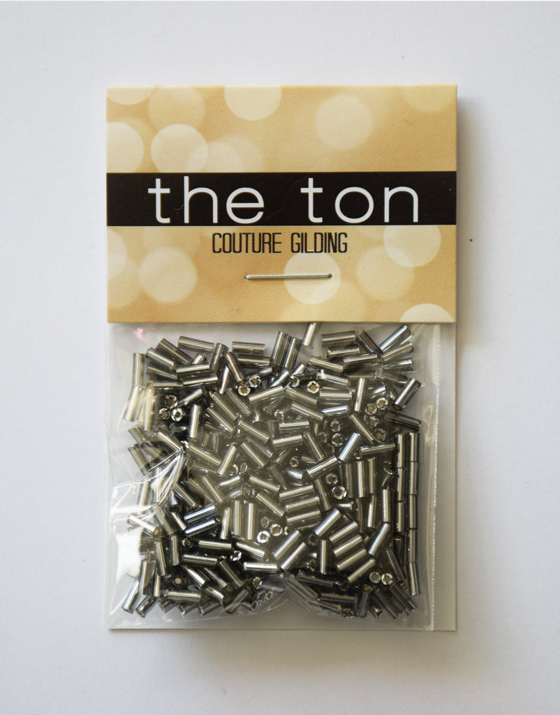 Metalline Pewter Long Bugle Beads