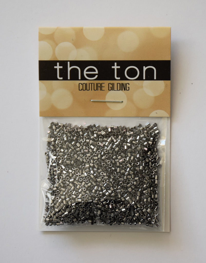 Metalline Pewter Mini Bugle Beads