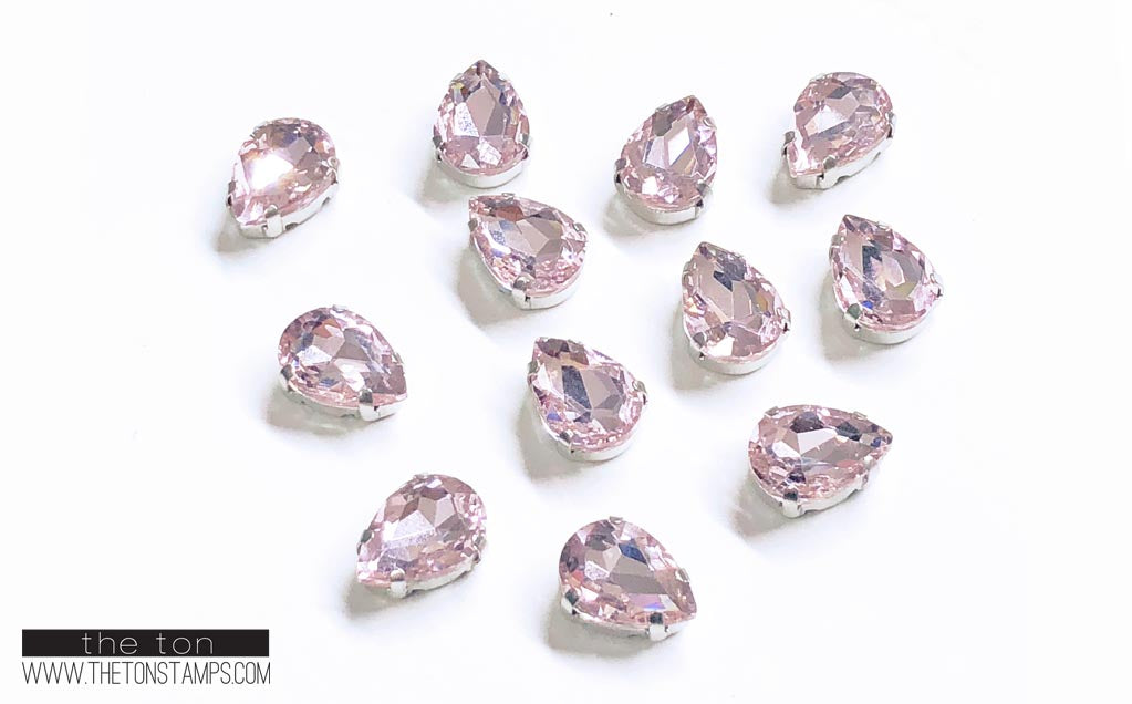 Glass Gems - Pink Tear Drop 1/2in x 1cm