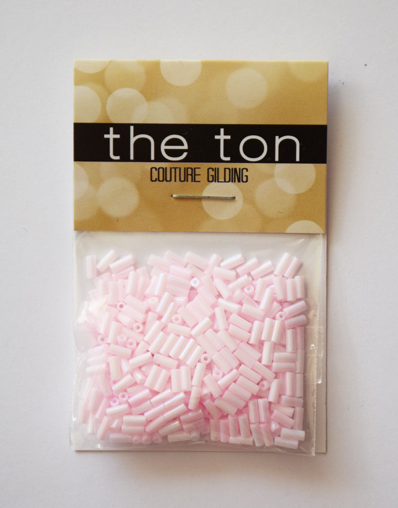 Powder Pink Long Bugle Beads