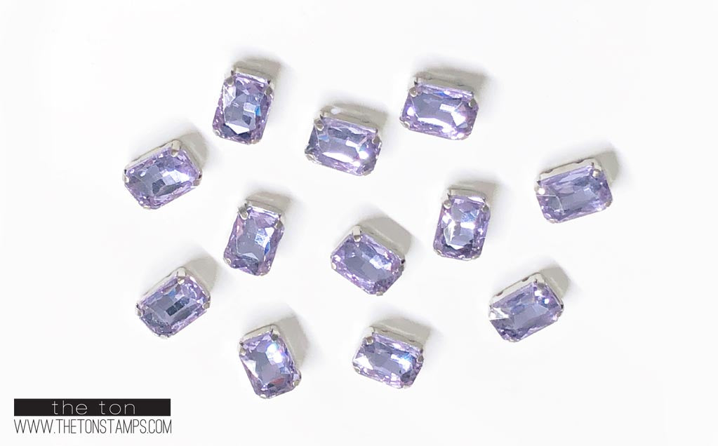 Glass Gems - Purple Rectangle 1/2in x 3/8in