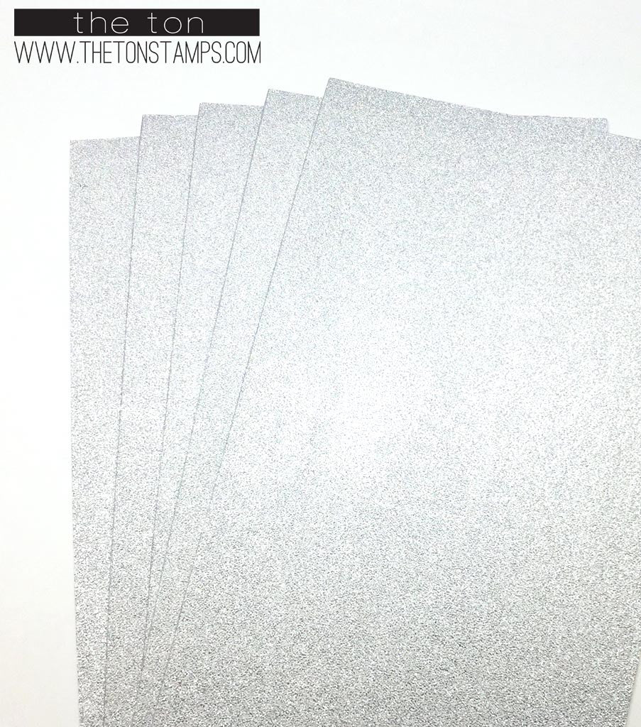 Adhesive Foil Paper - Silver Glitter Foil (3.9in x 9in)