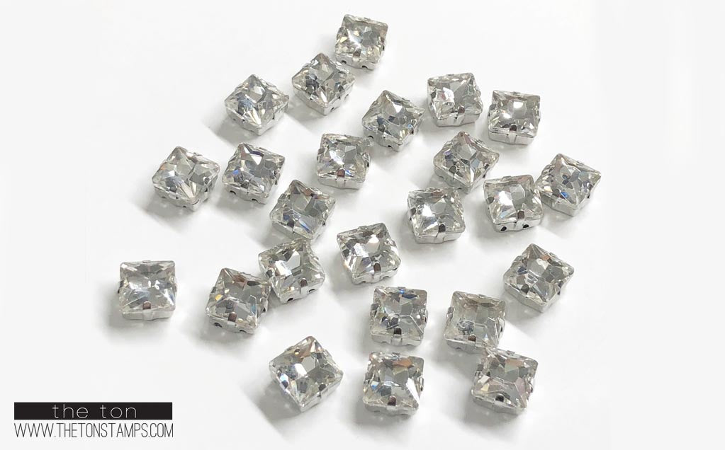 Glass Gems - Clear Square 10mm