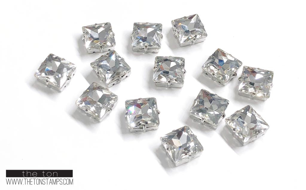 Glass Gems - Clear Square 1/2in
