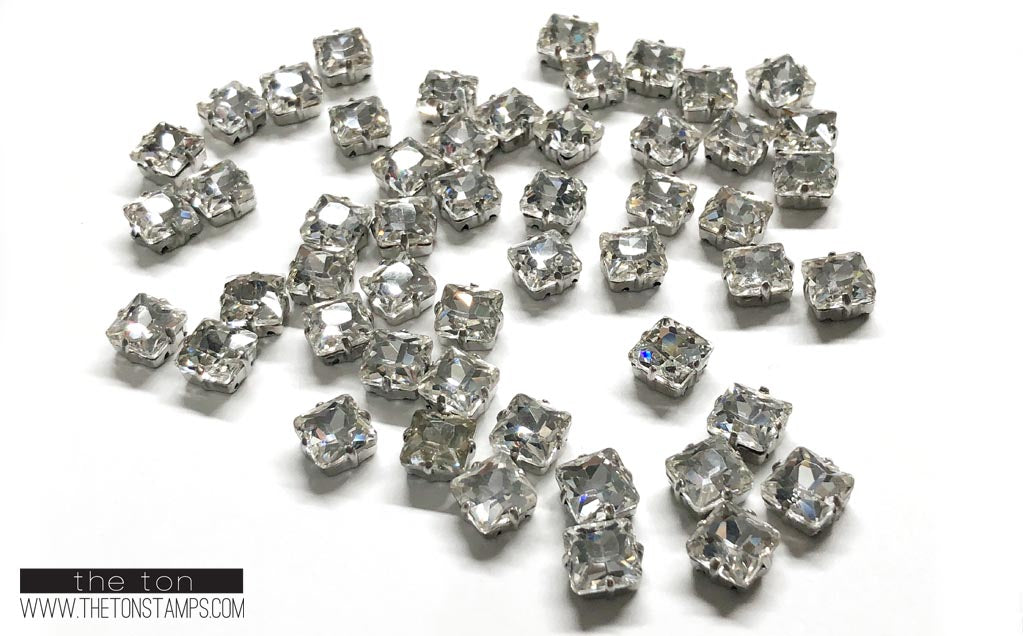 Glass Gems - Clear Square 7mm