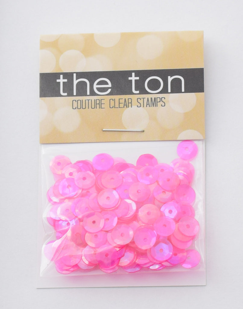Taxi Night Pink Sparkling Clear Sequins - 6mm