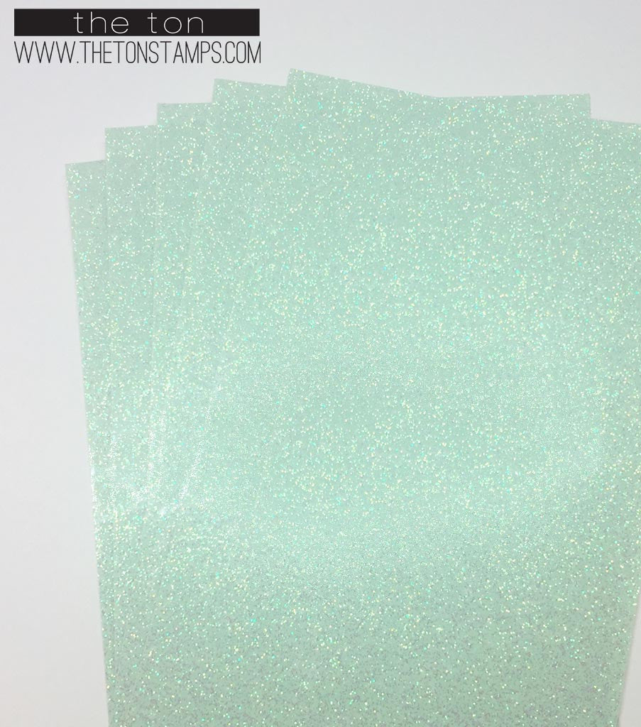 Adhesive Glitter Paper - Glossy Fine Mint Transparent (3.9in x 9in)
