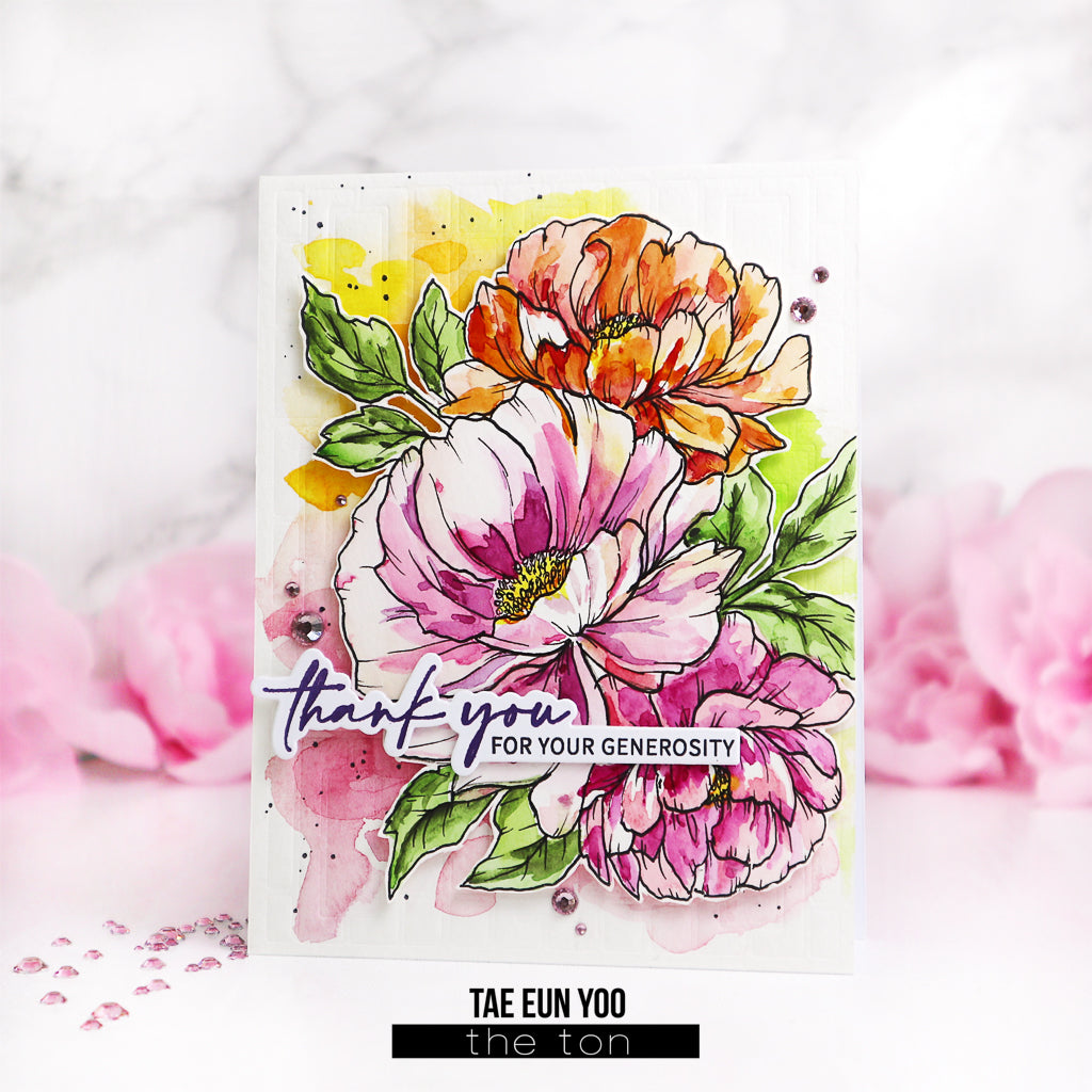 Blended Peonies Large Stencils